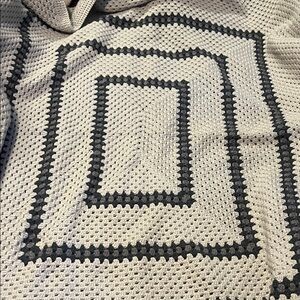 Gramdma Ventures Handmade Crochet Lg Granny Square Blanket Light Shades Gray New